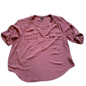 Torrid Harper Studio Crepe De Chine Pullover 3/4 Sleeve Blouse SZ 0